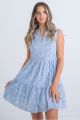 KARLIE FLORAL EMB TIER SLVLESS DRESS