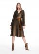 EMILY SHALANT SEQUIN FAUX WRAP MIDI DRESS