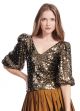 EMILY SHALANT SEQUIN STONE VNECK TEE