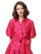 EMILY SHALANT PUFFED SLV TAFFETTA W/ SASH TOP