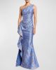 TERI JON ONE SHOULDER SIDE RUFFLE GOWN