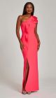 TERI JON CREPE RUFFLE ONE SHOULDER GOWN