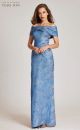 TERI JON OFF SHOULDER JAQUARD SWIRL DRESS