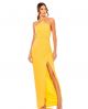 MAC DUGGAL HALTER RUCHED SIDE FRONT SLIT GOWN