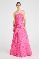 MONIQUE LHUILLIER STRAPLESS JACQUARD LONG DRESS