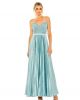 MAC DUGGAL SLIM STRAP RUCHED TOP PLEAT DRESS