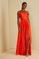 AMUR LOSEY RUFFLE NECK GOWN