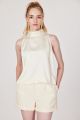 J SOCIETY SLEEVELESS SATIN MOCK NECK TOP