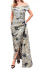 NICOLE BATKI ORGANZA JACQUARD OFF SHOULDER GOWN