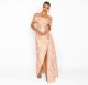 NICOLE BAKTI OFF SHOULDER JACQUARD GOWN