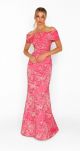 NICOLE BAKTI OFF SHOULDER FLORAL JACQUARD GOWN