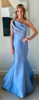 NICOLE BAKTI ASYMETRIC PLEAT STRAPLESS GOWN