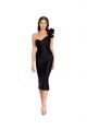 NICOLE BAKTI RUFFLED ONE SHOULDER MIDI DRESS