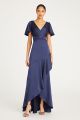 THEIA VALENCIA V NECK SATIN GOWN