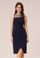 ADRIANNA PAPELL CREPE DRAPE MIDI COCKTAIL DRESS