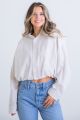 KARLIE SEERSUCKER STRIPE POCKET BUBBLE BUTTON UP T