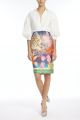 BADGLEY MISCHKA DRAPE SASH PRINT SKIRT
