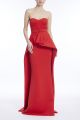 BADGLEY MISCHKA STRAPLESS PEPLUM GOWN
