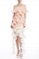 BADGLEY MISCHKA OMBRE HI-LO RUFFLE GOWN