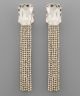 GS GLASS POST & CRYSTAL FRINGE EARRING