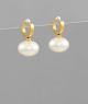 GS PEARL DANGLE HUGGIE HOOP EARRING