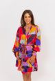 KARLIE MOSAIC DRESS WITH BRAIDED BELT