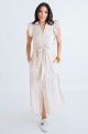 KARLIE SOLID LINEN BUTTON MAXI DRESS