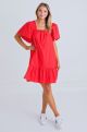 KARLIE SOLID POPLIN SQUARE NECK DRESS