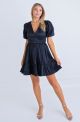 KARLIE SOLID TAFFETA V-NECK