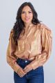KARLIE METALLIC PUFF SLV BUTTON TOP