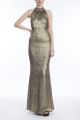 JEWEL CRYSTL TRIM HALTER DRESS