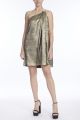 JEWEL CRYSTL TRIM ONE SHOULDER DRESS