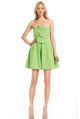JEWEL STRAPLESS BOW FLARE DRES