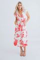 KARLIE FLORAL VNECK BUTTON MIDI DRESS