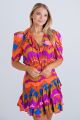 KARLIE MULTI 70'S GROOVY RUFFLE DRESS