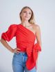 KARLIE POPLIN ONE SHOULDER TOP
