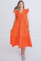 KARLIE SOLID POPLIN VNECK SMOCK TIER MAXI