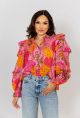 KARLIE FLORAL POPLIN RUFFLE SLV TOP