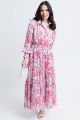 KARLIE SATIN SMOCKED WIST TIER MAXI DRESS