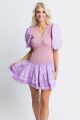 KARLIE VNECK SMOCK CONTRAST STITCH DRESS