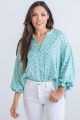 KARLIE DISCO BUTTON PUFF SLEEVE TOP