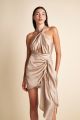 LACE HALTER DRAPE FRONT DRESS
