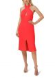 AIDAN MATTOX CROSS FRONT HALTER MIDI DRESS