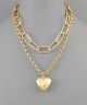 GS PUFFED HEART CHARM PAPERCLIP CHAIN NECKLACE