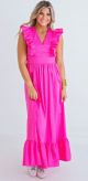KARLIE SOLID VNECK RUFFLE MAXI