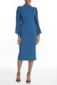 BADGLEY MISCHKA PLEAT NECK SLV MIDI DRESS