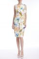 BADGLEY MISCHKA SIDE BOW SHEATH PRINT DRESS