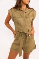 KARLIE SOLID POCKET TIE ROMPER