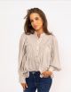 KARLIE SOLID PLEAT BUTTON TOP