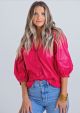 KARLIE FAUX LEATHER BUTTON TOP